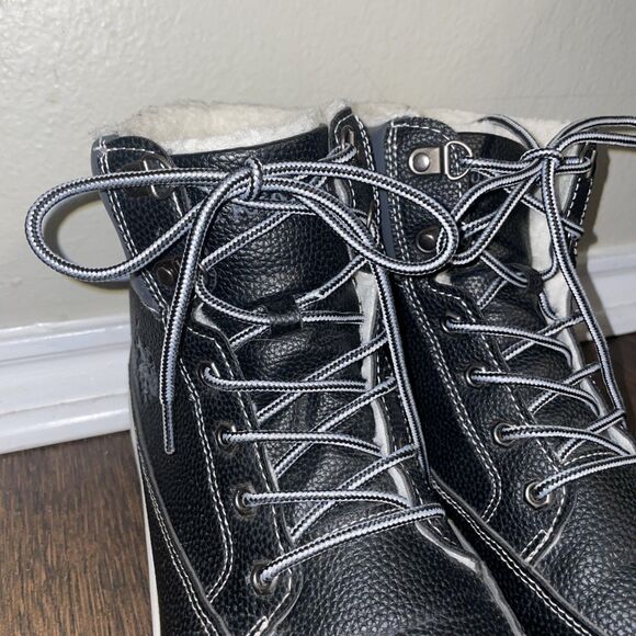 Size 11 Mens US Polo Assn. Black And White Faux Fur High Top Sneakers - Picture 3 of 9